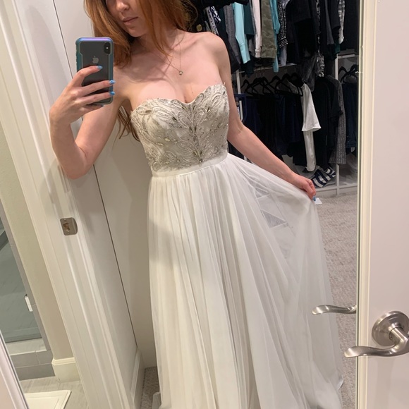 Wedding/Prom Aidan Mattox Strapless Beaded Chiffon - Picture 3 of 11